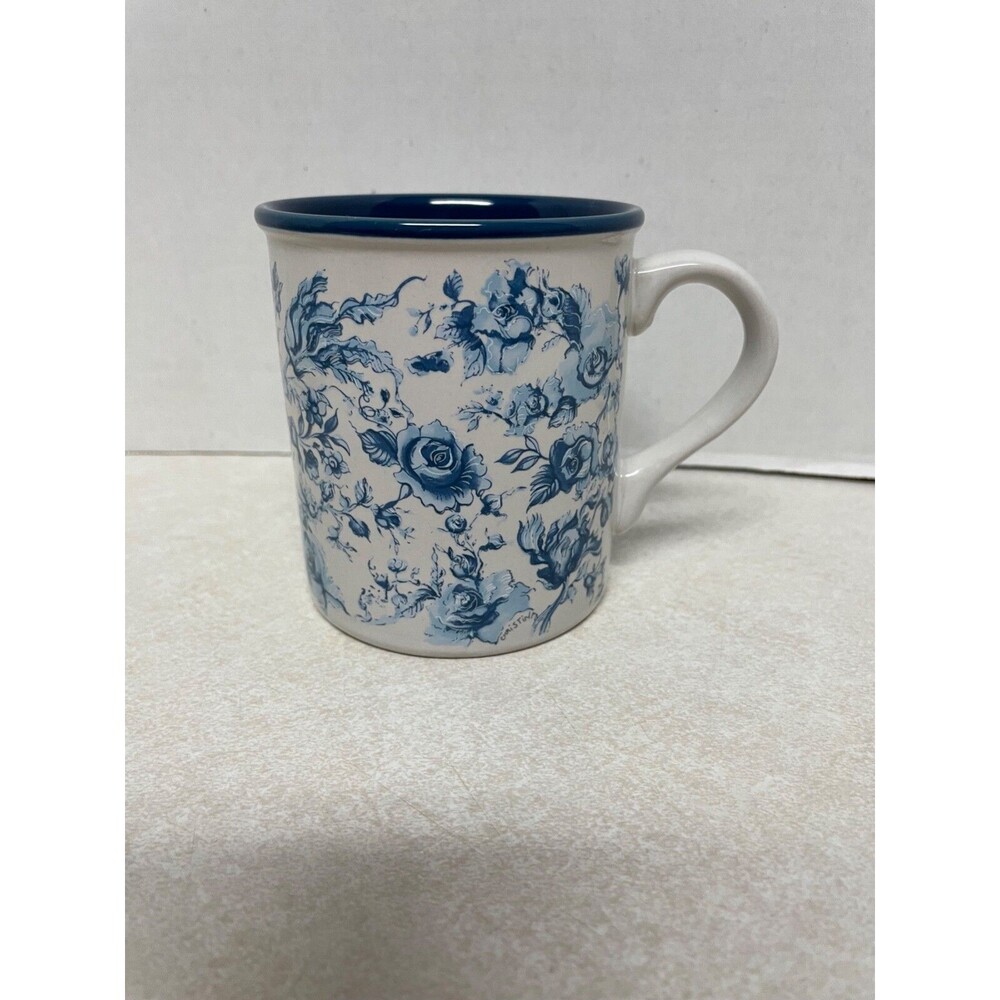 Vintage 1988 Potpourri Press 8 Oz White Blue Floral Mug  Made In Korea